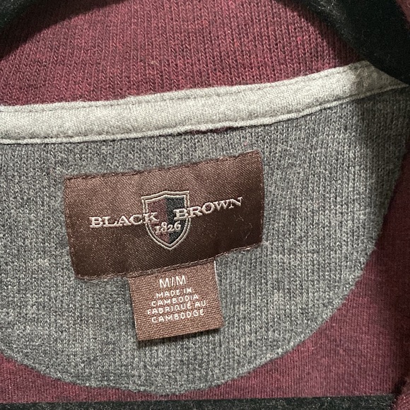 Men’s Quarter Zip Sweater, burgundy/maroon color, Medium - Picture 3 of 7